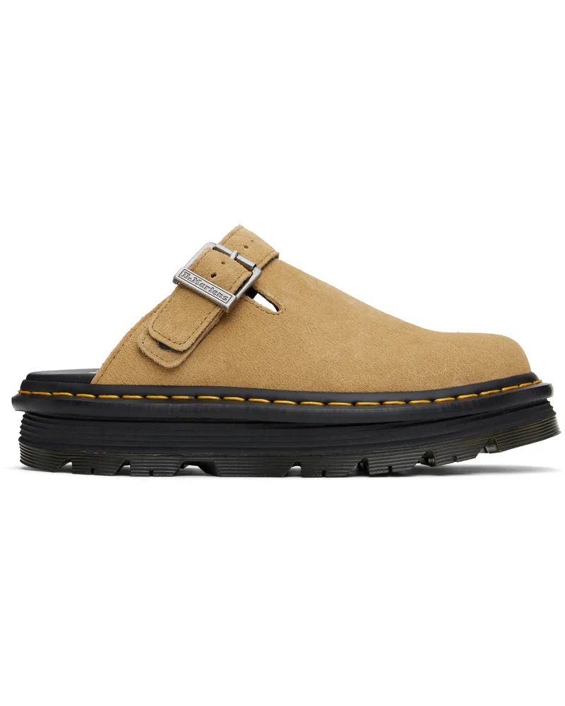 Dr.Martens Tan Zebzag Suede Platform Slip-on Loafers Savannah