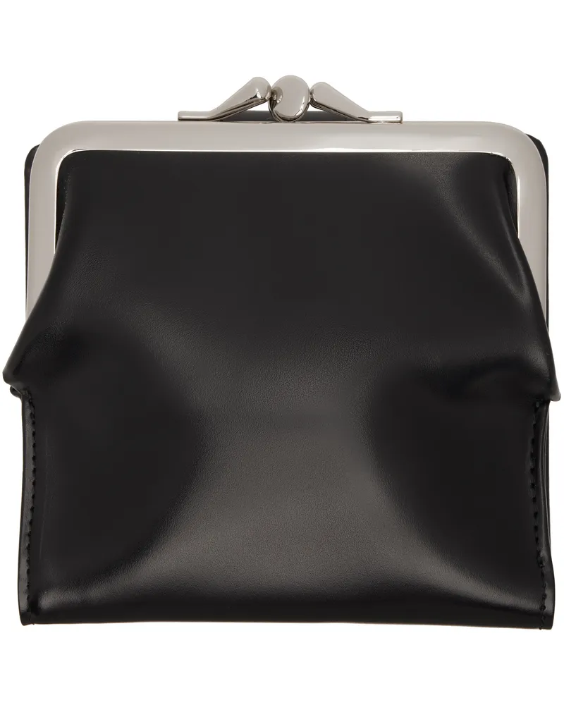 Yohji Yamamoto Black Glossy Smooth Leather Small Wallet 1