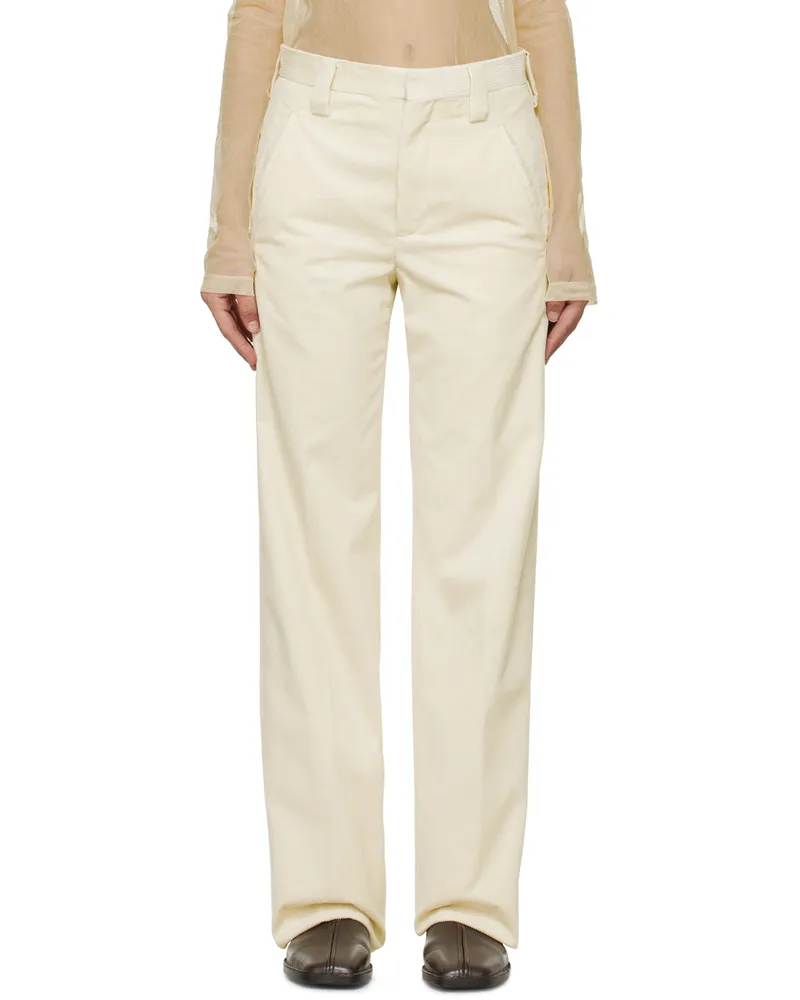 Rier Off-White Creased Trousers Latte