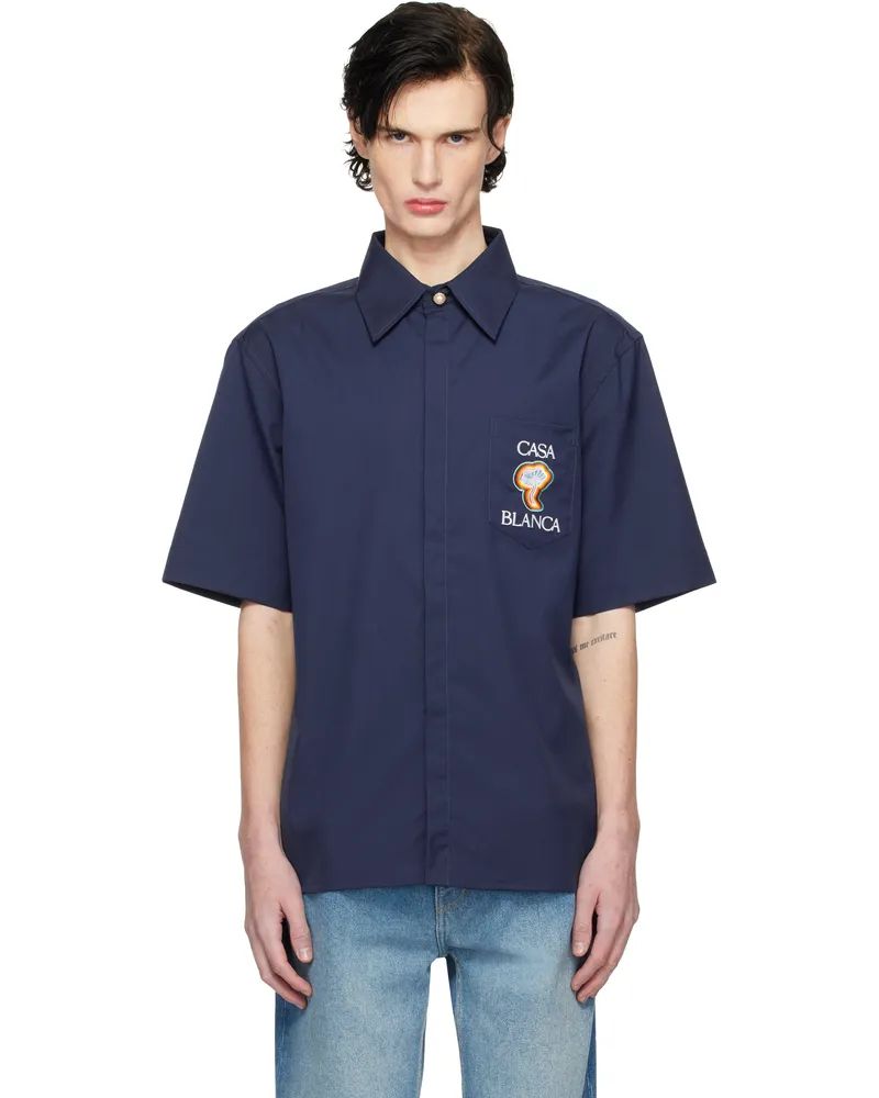 Casablanca Paris Navy Short Sleeve Shirt Navy