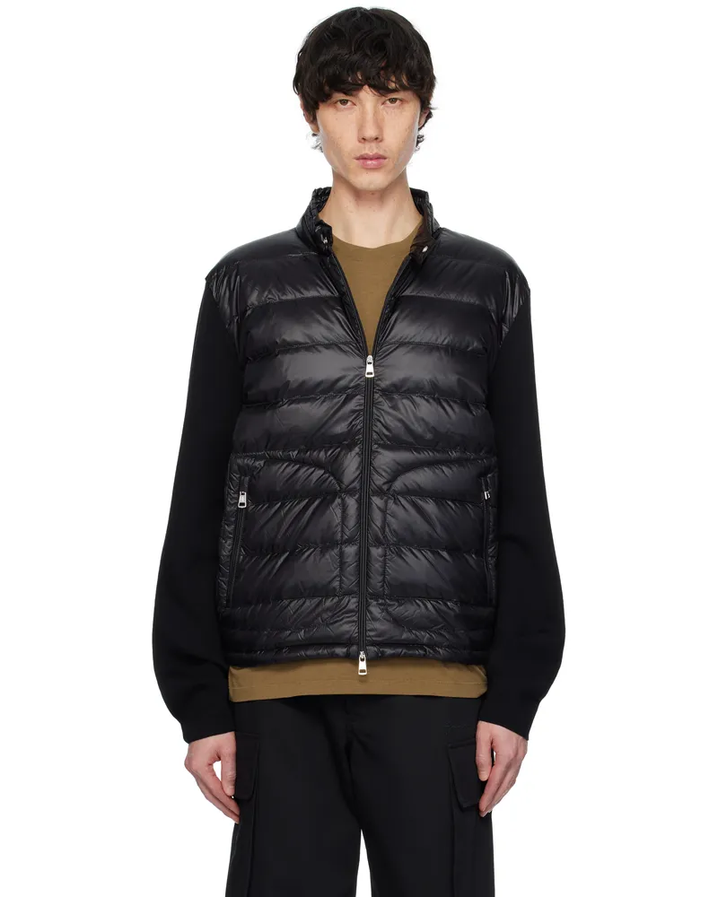 Moncler Black Padded Wool Zip-Up Down Jacket 999