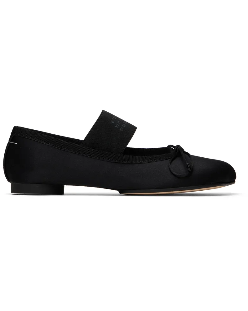 Maison Margiela Black Satin Anatomic Logo Ballerina Flats T8013