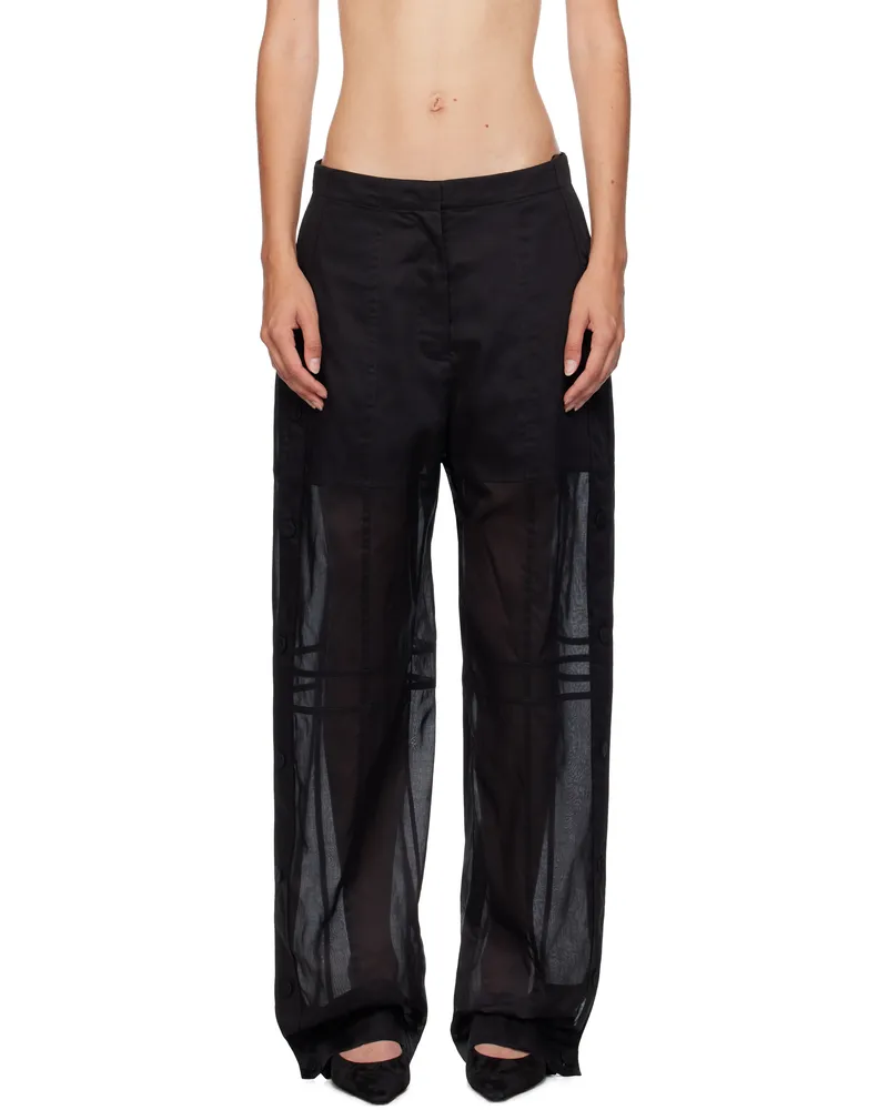 Jil Sander Black Cotton Muslin Trousers 001