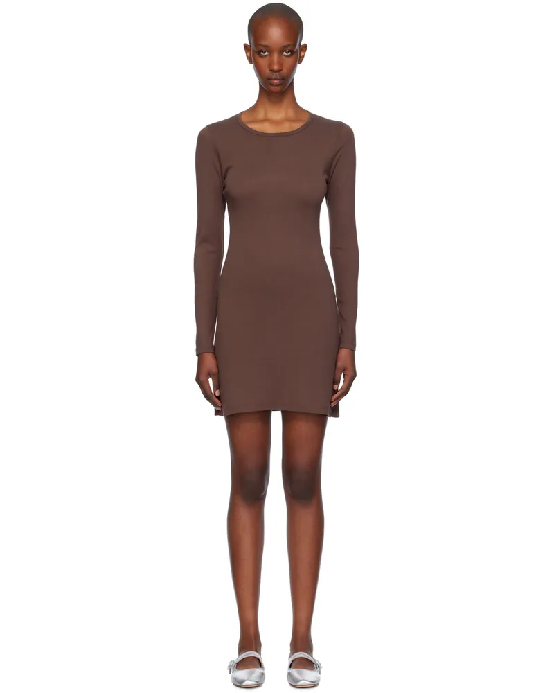Gil Rodriguez Brown Long Sleeve Bellevue Minidress Chocolate
