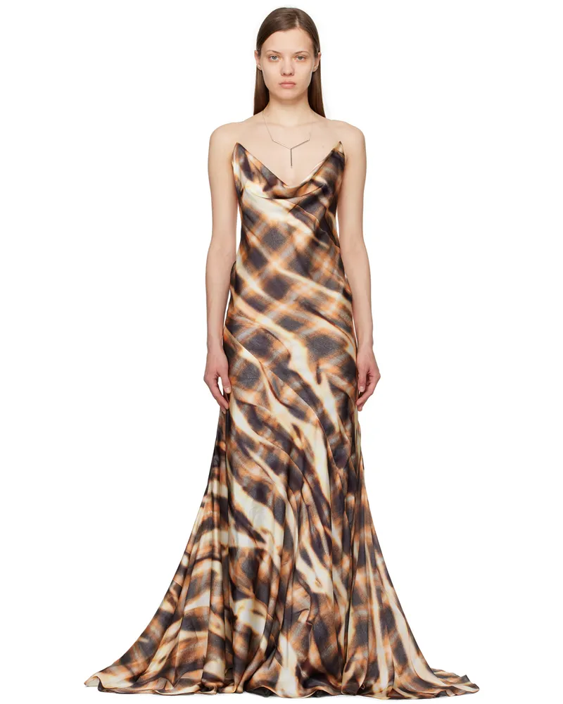 Y/PROJECT Brown Invisible Strap Maxi Dress Orange
