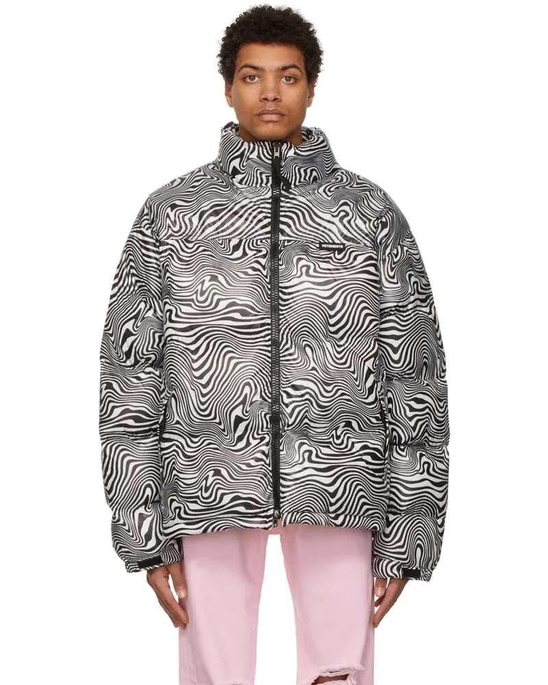 VETEMENTS Black & White Zebra Down Jacket Zebra