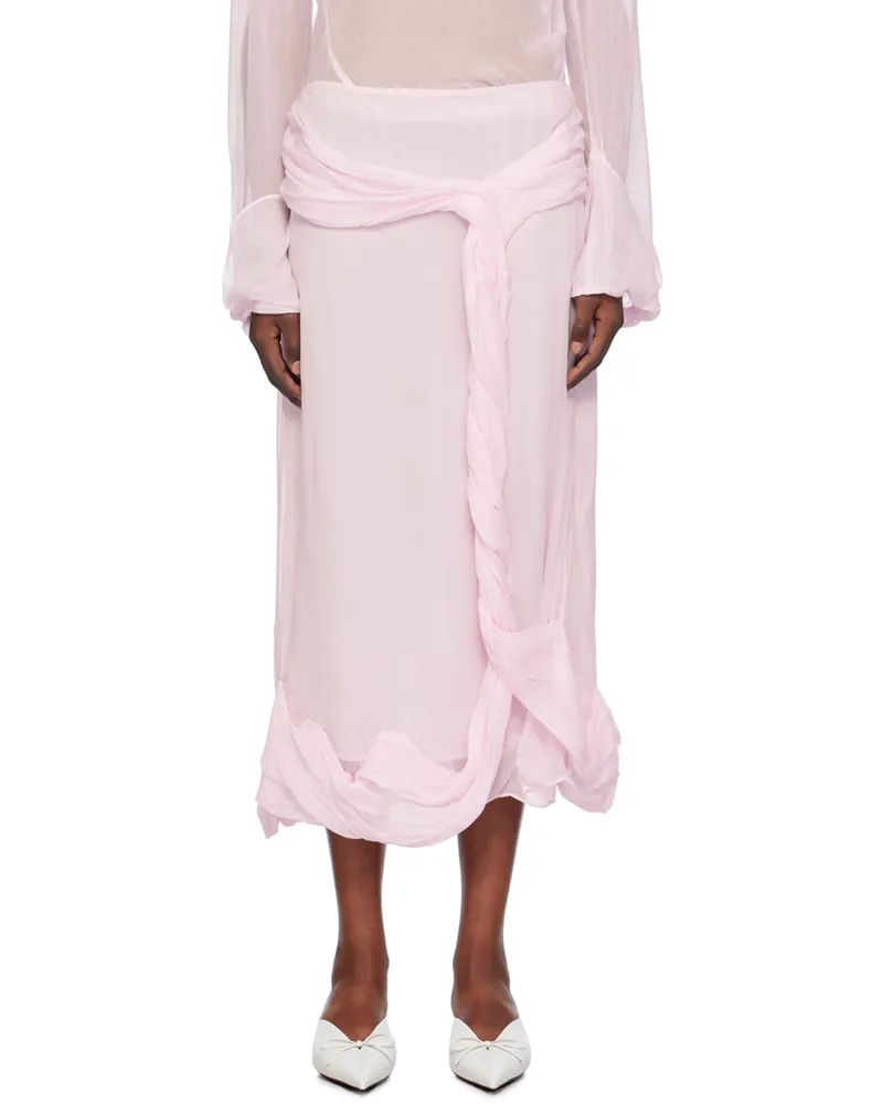 J.W.Anderson Pink Twisted Drape Midi Skirt 324