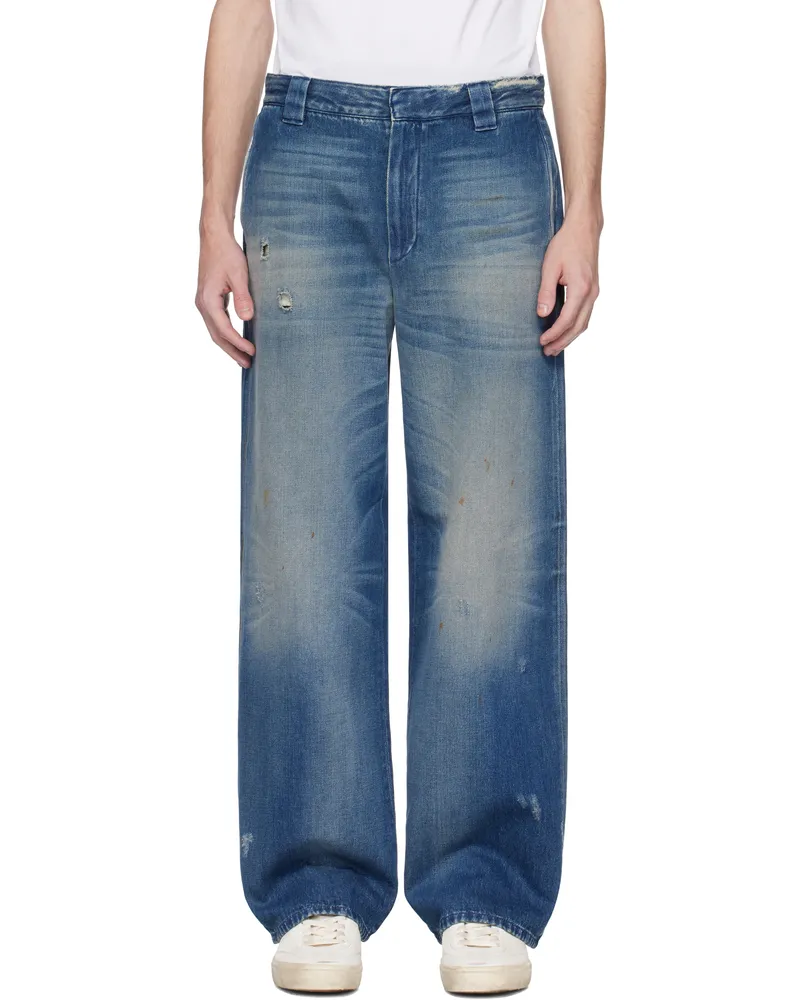 Golden Goose Blue Distressed Jeans Blue