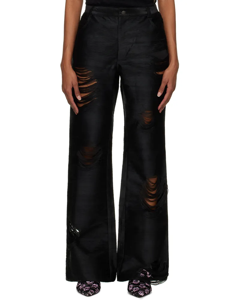 Constança Entrudo Black Distressed Trousers Black