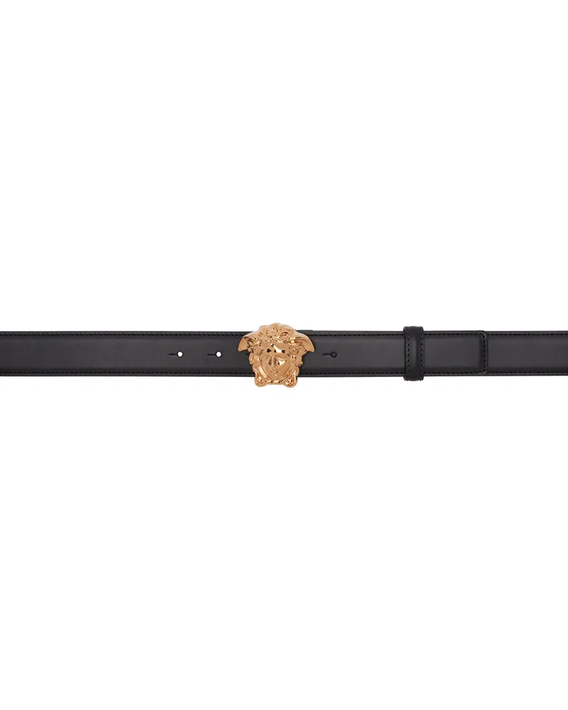 Versace Black 'La Medusa' Leather 3 CM Belt Kvo41-black-versace