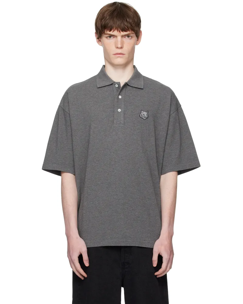 Kitsuné Gray Bold Fox Head Patch Oversize Polo H170