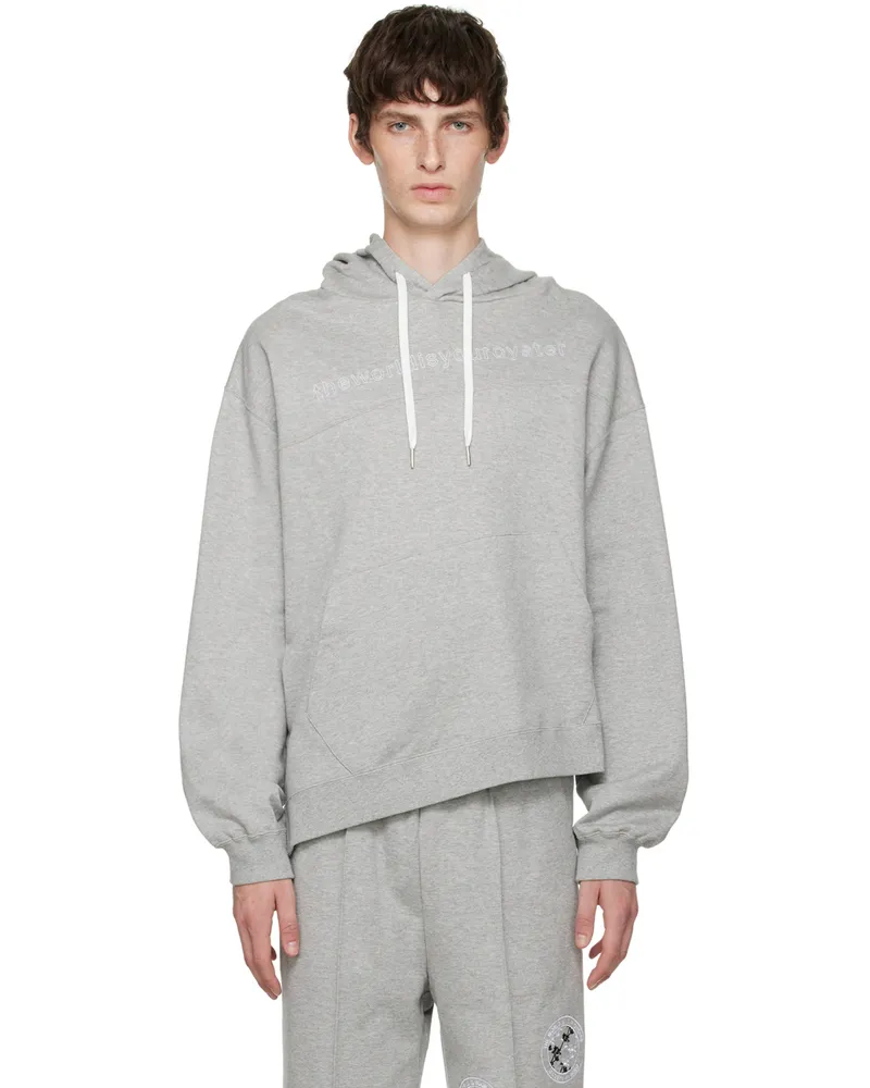 The World Is Your Oyster Gray Embroidered Hoodie Grey