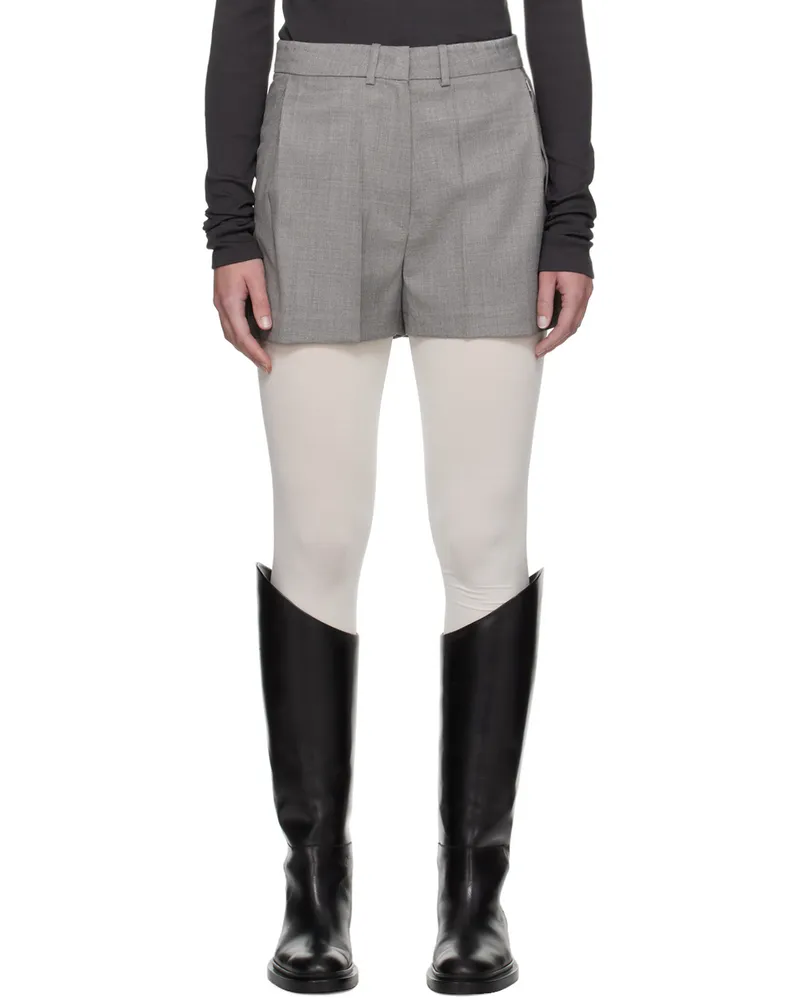 LOW CLASSIC Gray Twill Shorts Melange