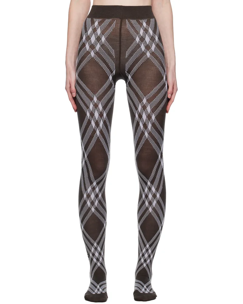 Burberry Brown & White Check Tights Otter