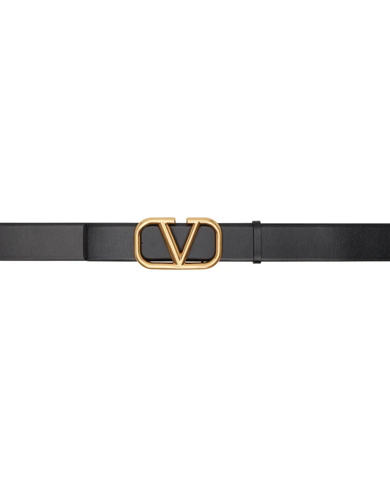 Valentino Garavani Black VLogo Signature Calfskin Belt 0no