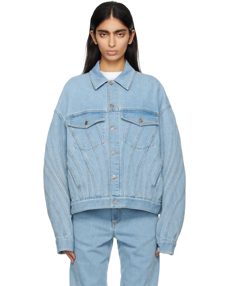 Thierry Mugler Blue Spiral Denim Jacket 2905