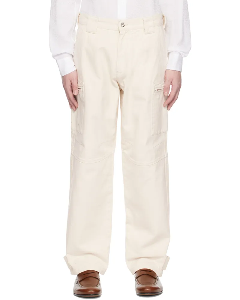 Emporio Armani Off-White Zip Pocket Jeans Bianco