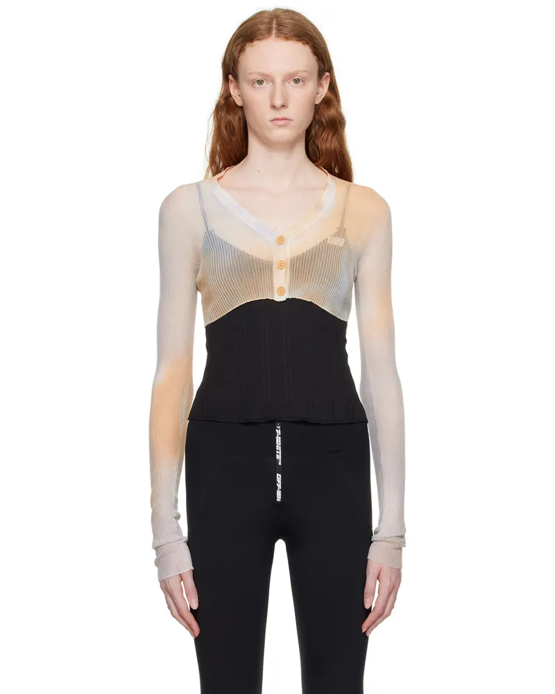 OFF-WHITE Gray Seethr Cardigan Camel