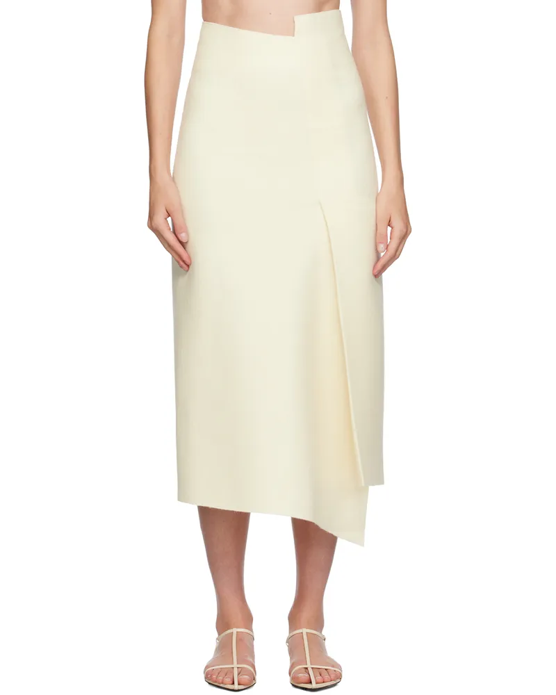 GIA STUDIOS Off-White Wool Midi Skirt Cream