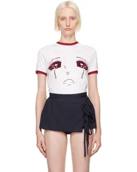 pushBUTTON White & Burgundy Rib Point T-Shirt Wine