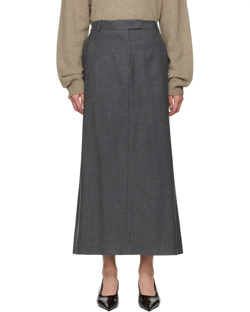 LE 17 SEPTEMBRE Gray Wool Tailored Maxi Skirt Gray