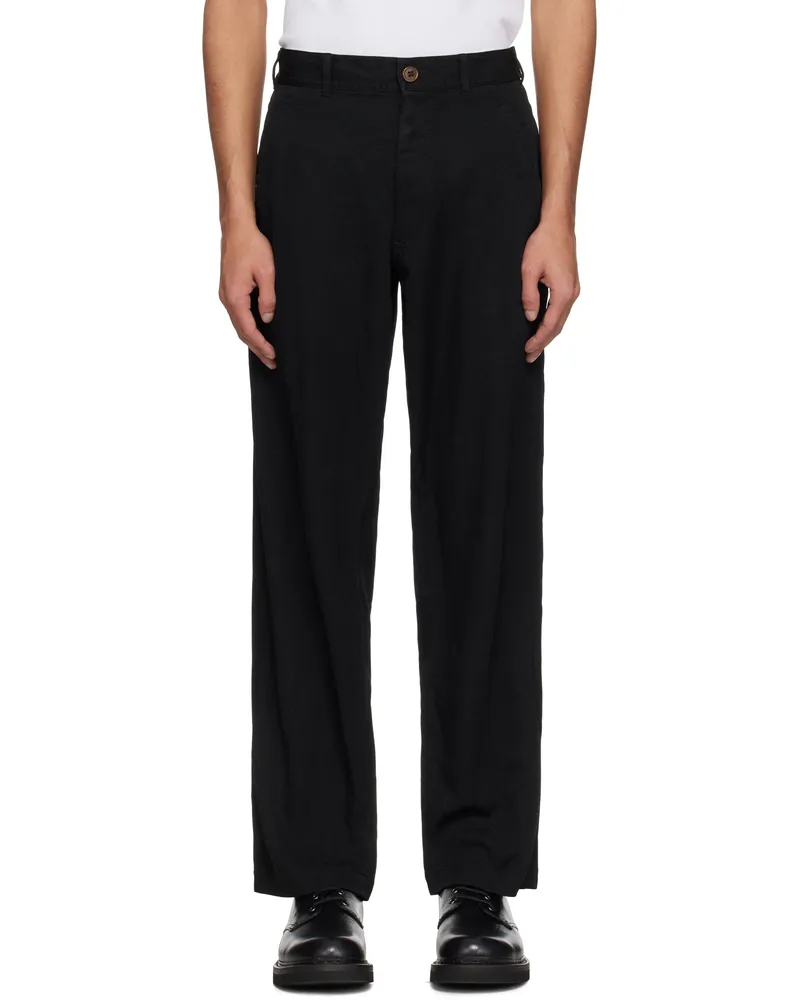 Comme des Garçons Black Polyester Twill Garment Treated Trousers 1