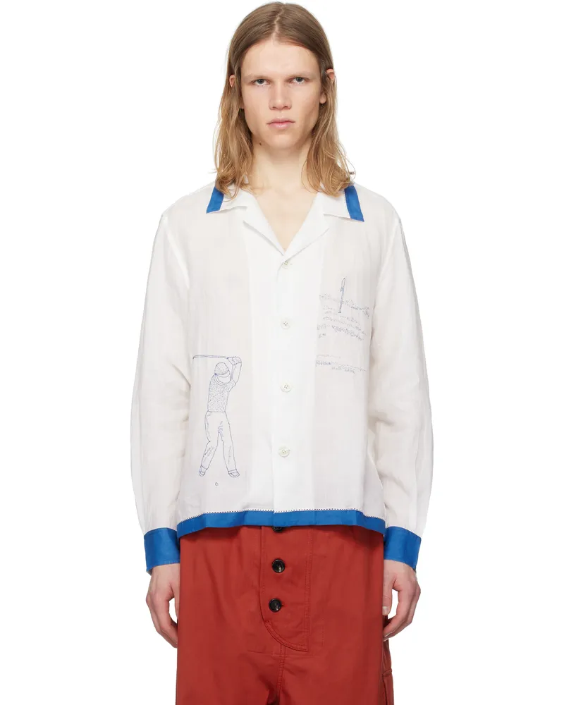 BODE White Club Champion Long Sleeve Shirt White