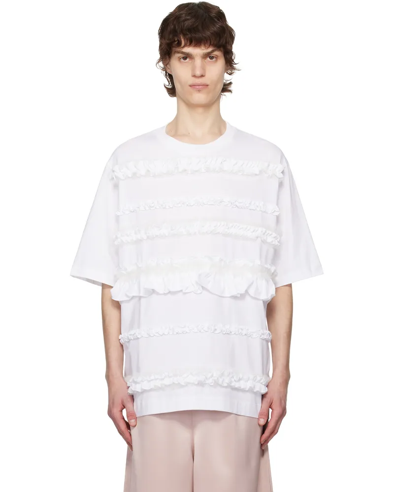 Simone Rocha White Ruffle Frill T-shirt White