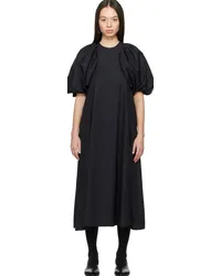 Noir Kei Ninomiya Black Puff Sleeve Midi Dress Black