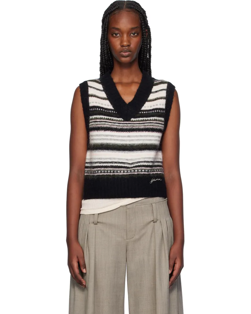 Ganni Black & White Stripe Vest 099