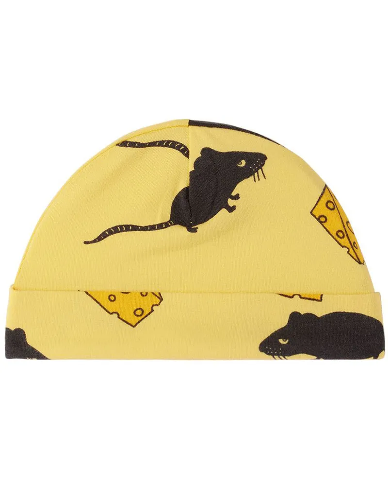 Mini Rodini Baby Yellow Mouse Beanie Yellow