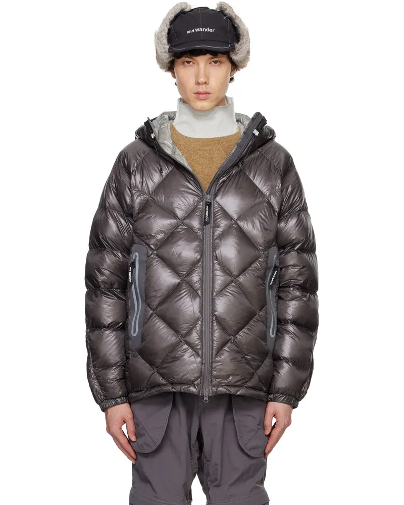 and wander Gray Diamond Stitch Down Jacket Gray020