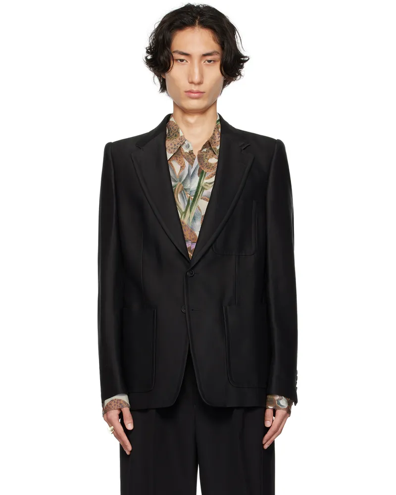 Dries van Noten Black Patch Pocket Blazer 900
