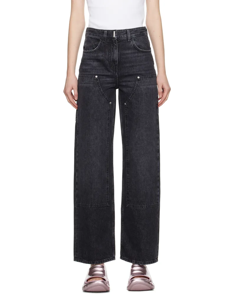 Givenchy Black Reinforced Panel Jeans 011-faded