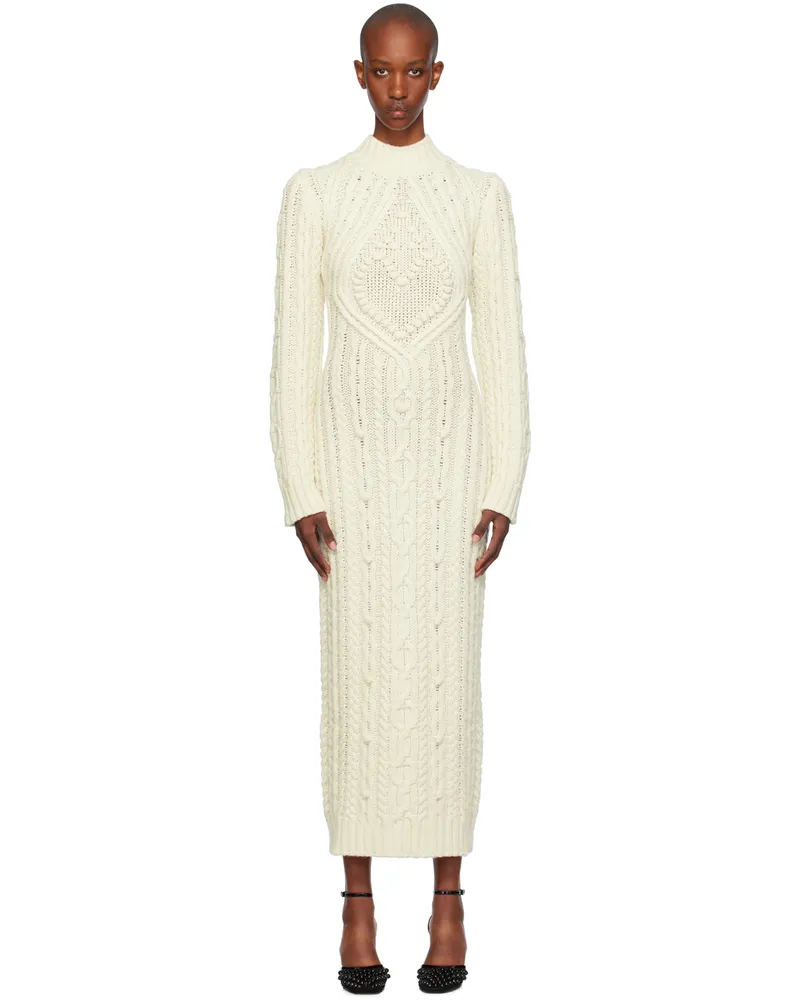 Jean Paul Gaultier Off-White Cable Knit Maxi Dress 64-cream