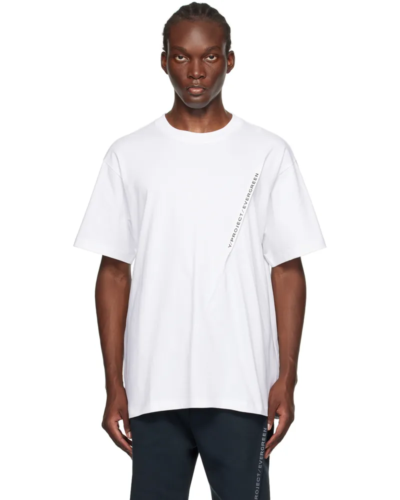 Y/PROJECT White Pinched Logo T-Shirt Evergreen
