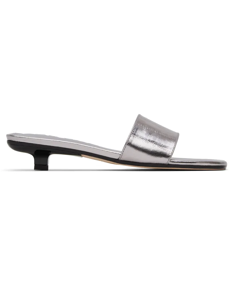 by FAR Silver Ceni Eel Embossed Metallic Leather Heeled Sandals Me032