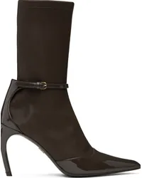 Ferragamo Brown Pointed Ankle Boots Testa