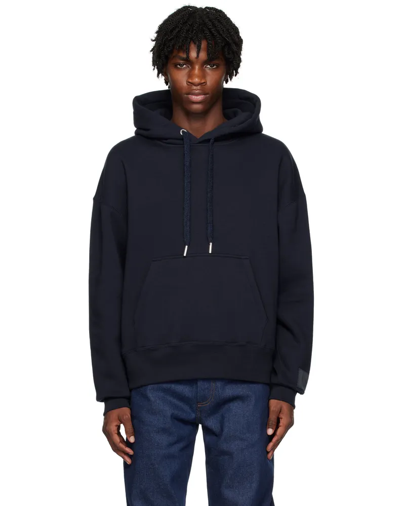 AMI Paris Navy Drawstring Hoodie Night