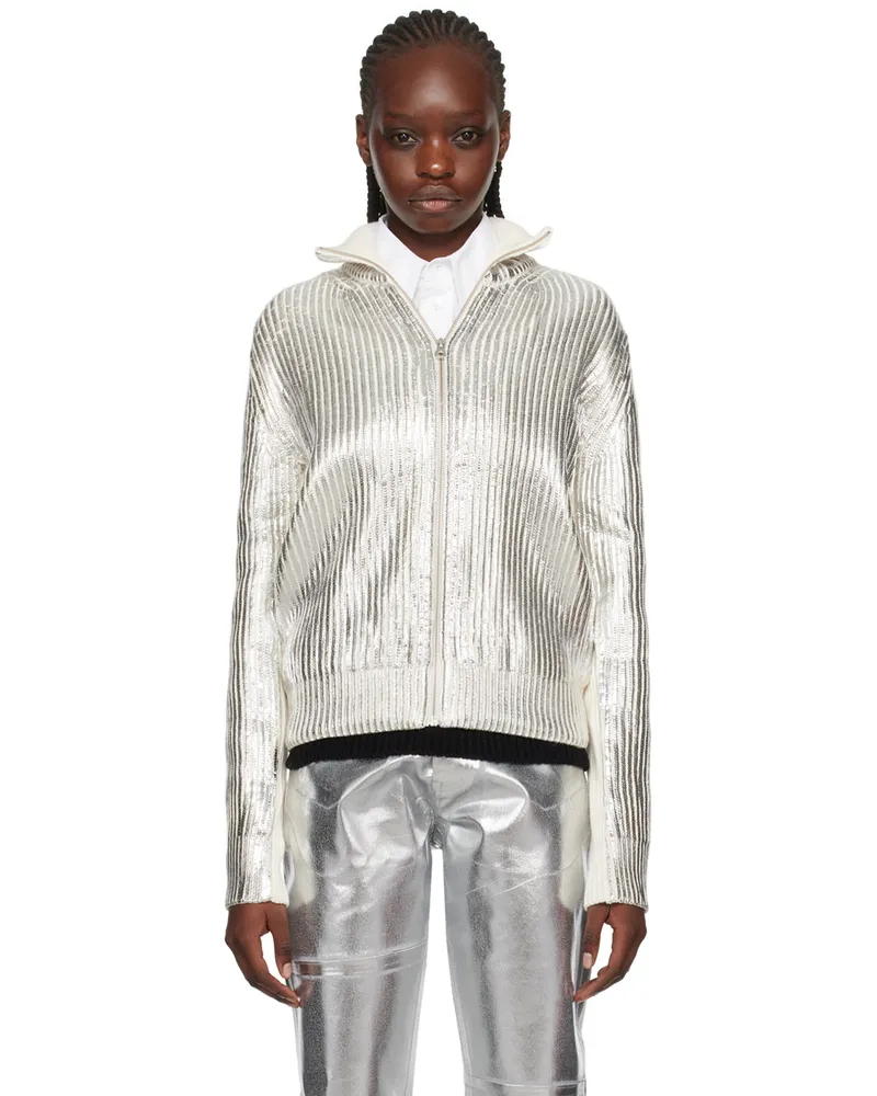 Maison Margiela Off-White & Silver Foil Sweater 905s