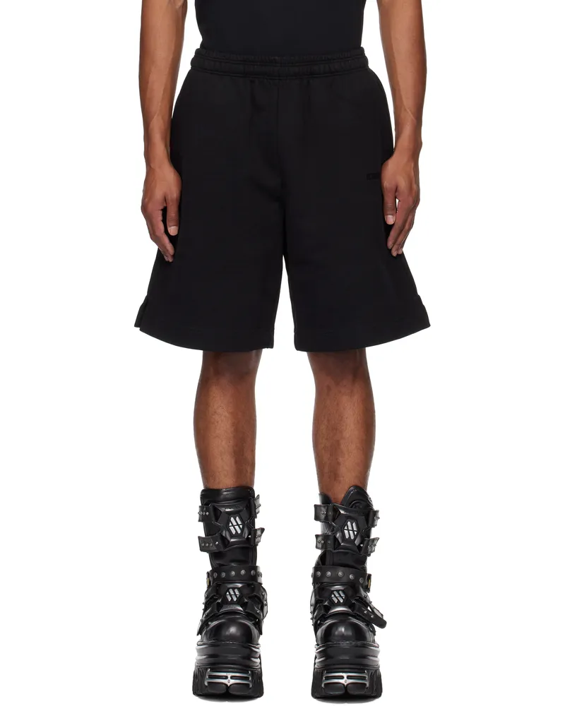 VETEMENTS Black Embroidered Logo Shorts Black