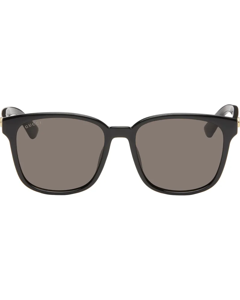 Gucci Black Lines Thin Square Acetate Sunglasses 001