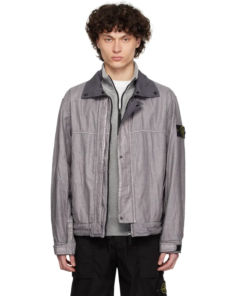 Stone Island Blue Raw Linen Plated-OVD Jacket V0024