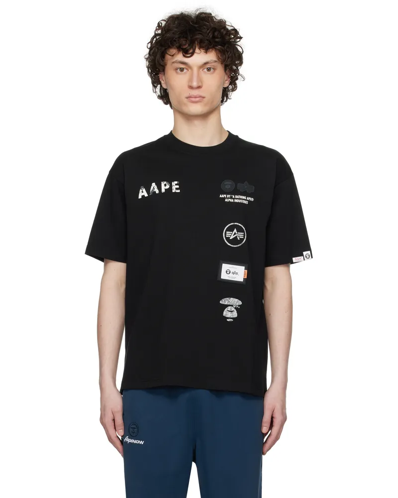 AAPE by A Bathing Ape Black Alpha Industries Edition 'Universe' T-shirt Bkx