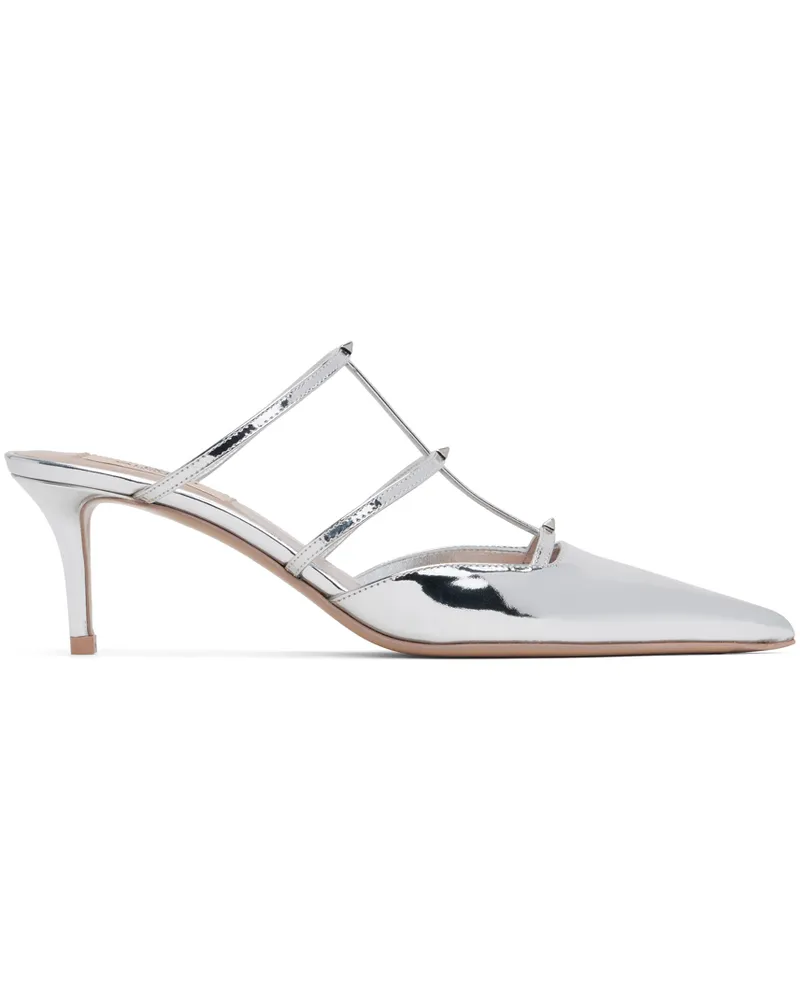 Valentino Garavani Silver Rockstud Wispy Calfskin 60mm Mules S13