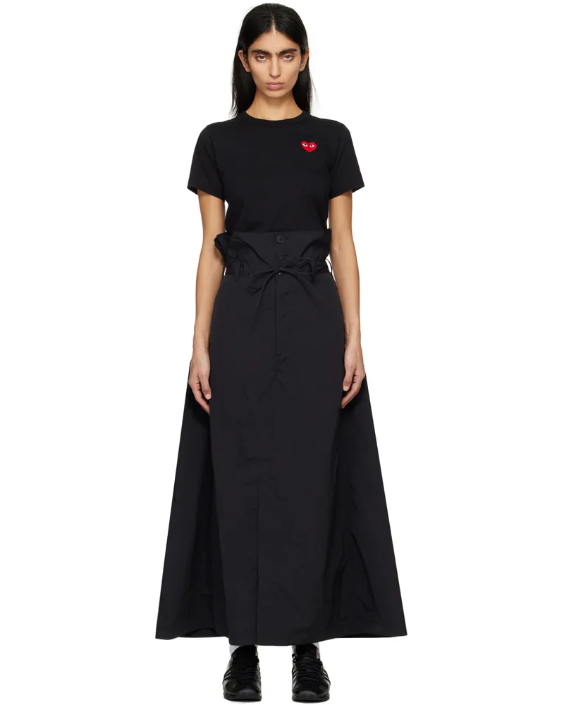 Y-3 Black Crinkled Maxi Skirt Black