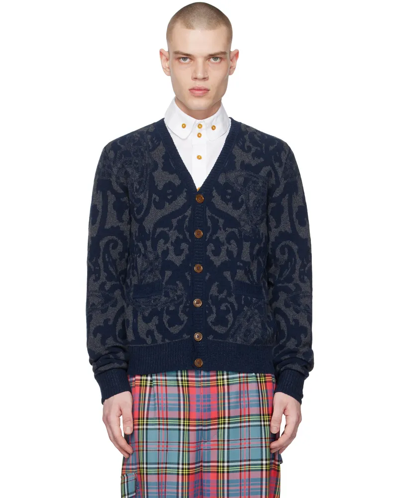 Vivienne Westwood Navy Iron Orb Cardigan O202