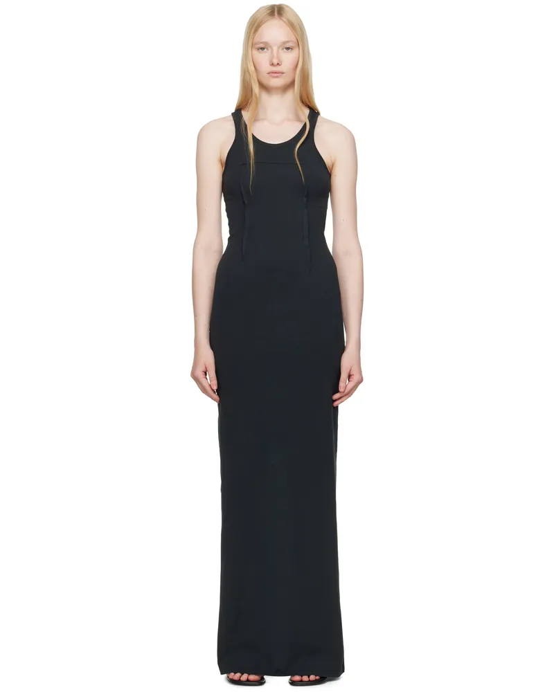 Maison Margiela Black Heavy Cotton Jersey Maxi Dress 899