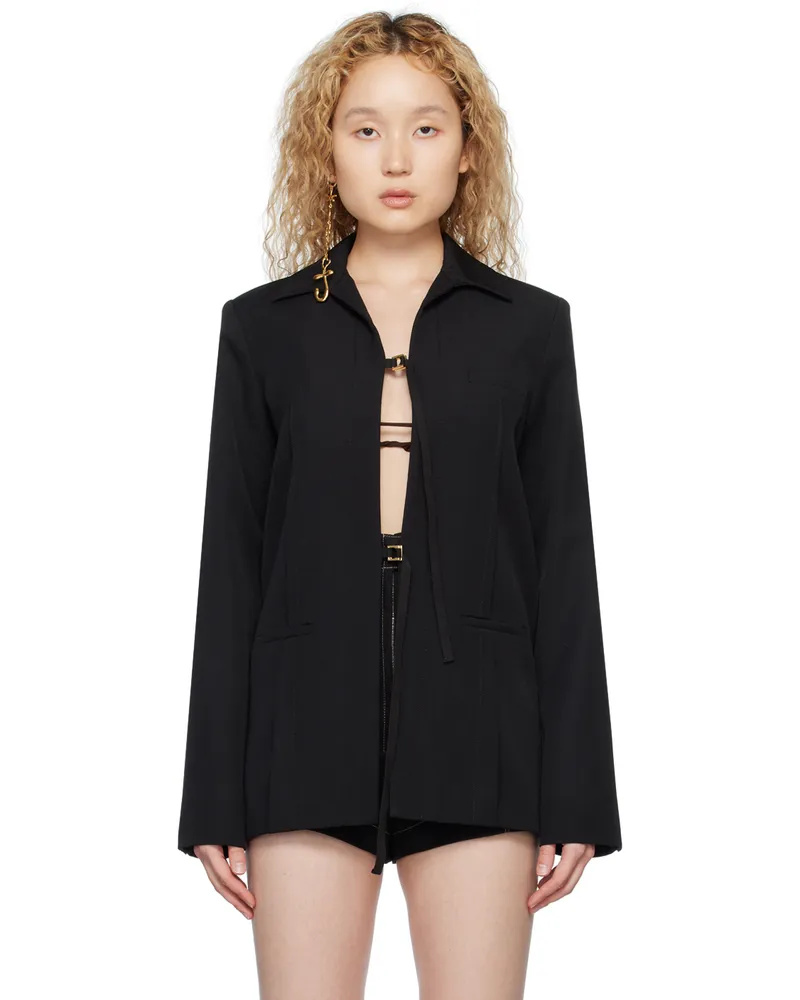 Jacquemus Black Le Raphia 'La Veste Amaro' Blazer 990