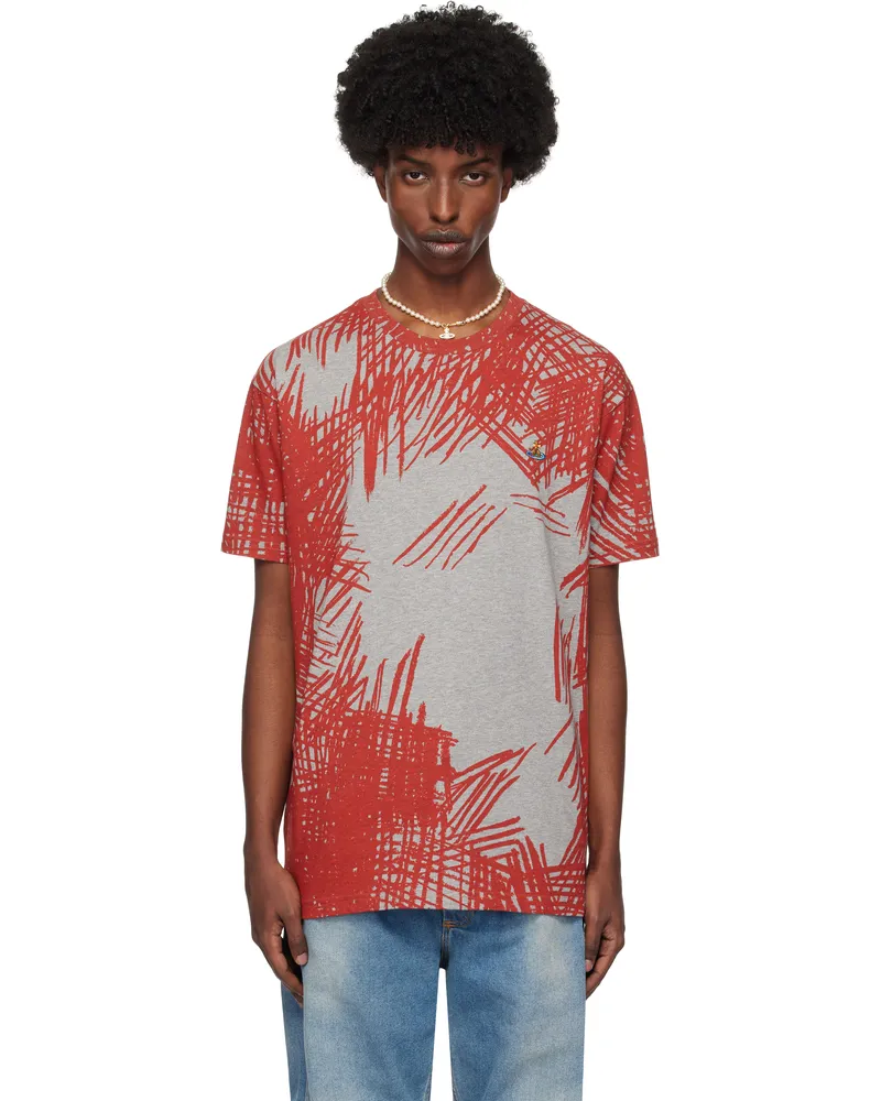 Vivienne Westwood Gray & Red Scratch Classic T-shirt Aw24-p001